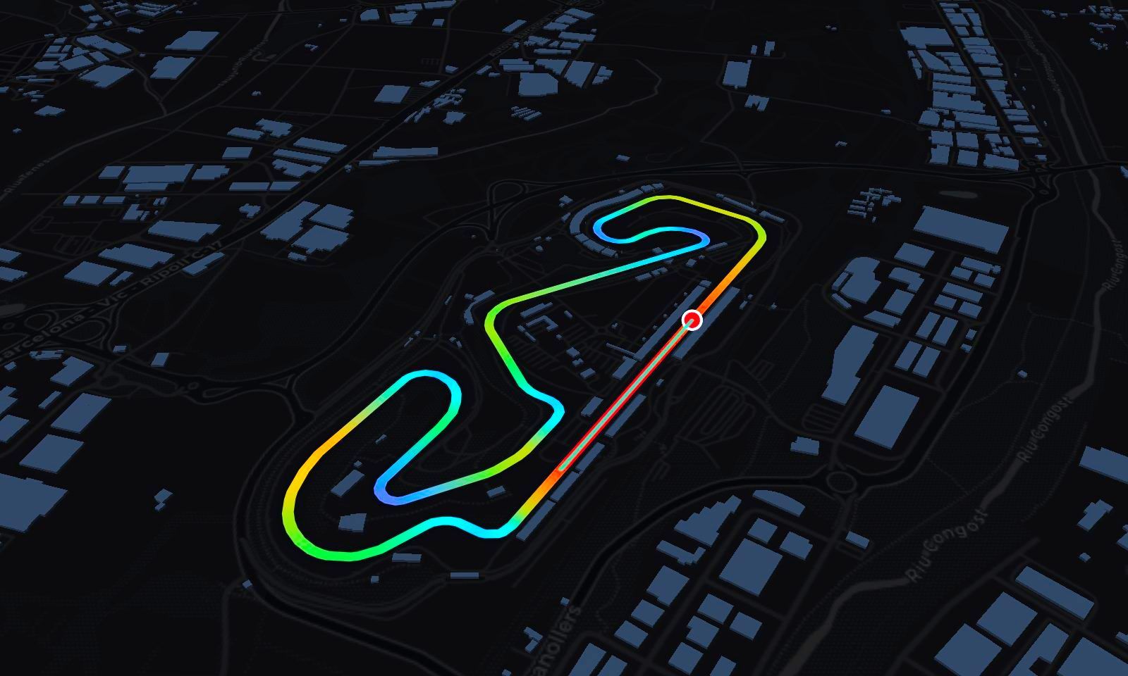 Barcelona circuit in 3D, painted by speed