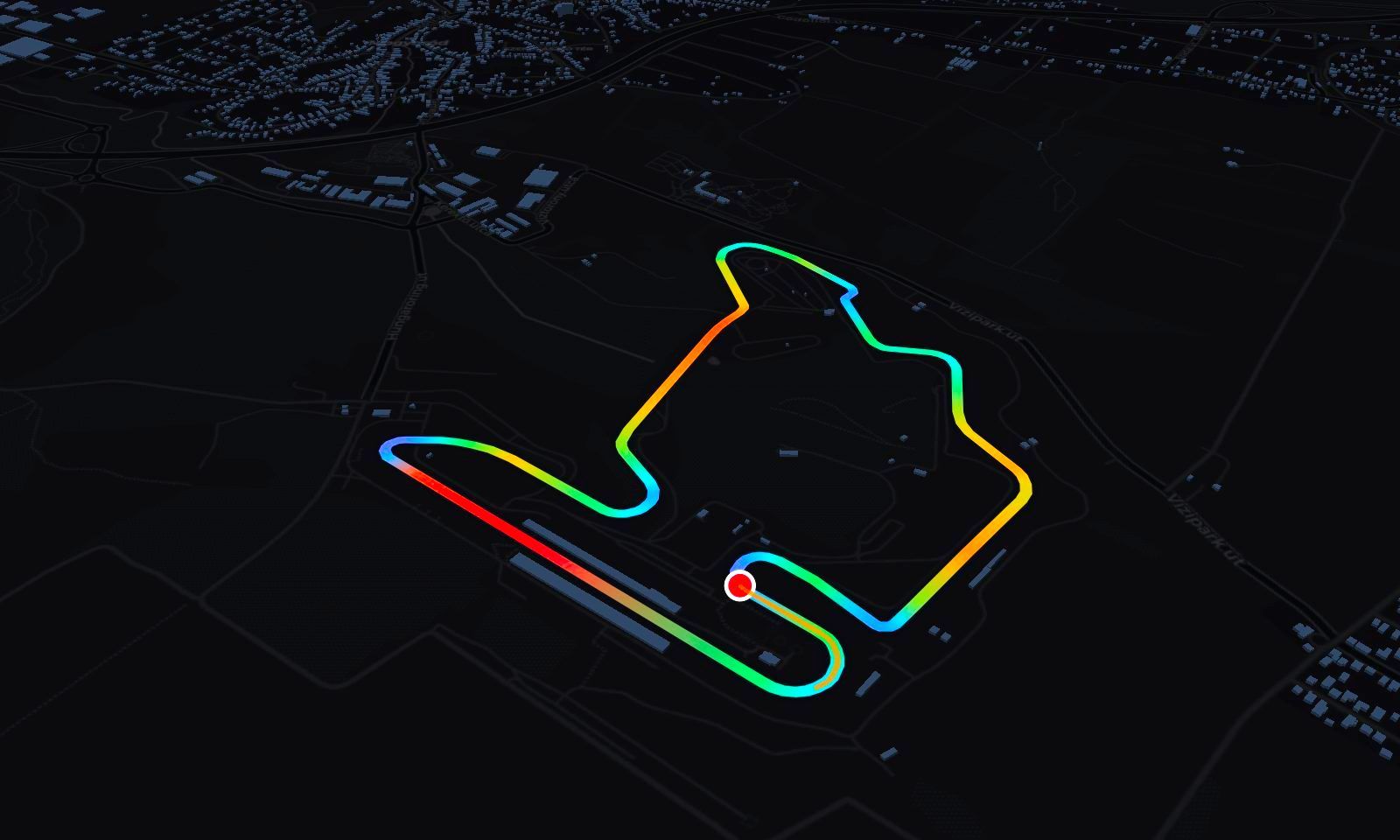 Hungaroring circuit in 3D, painted by speed
