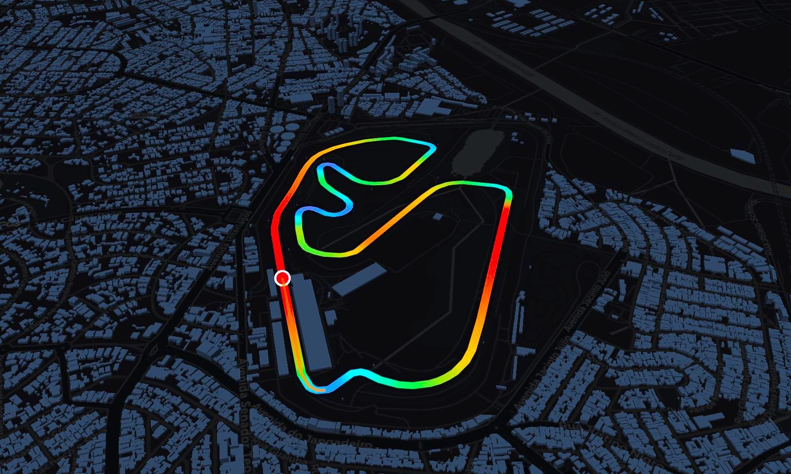 Interlagos circuit in 3D, painted by speed