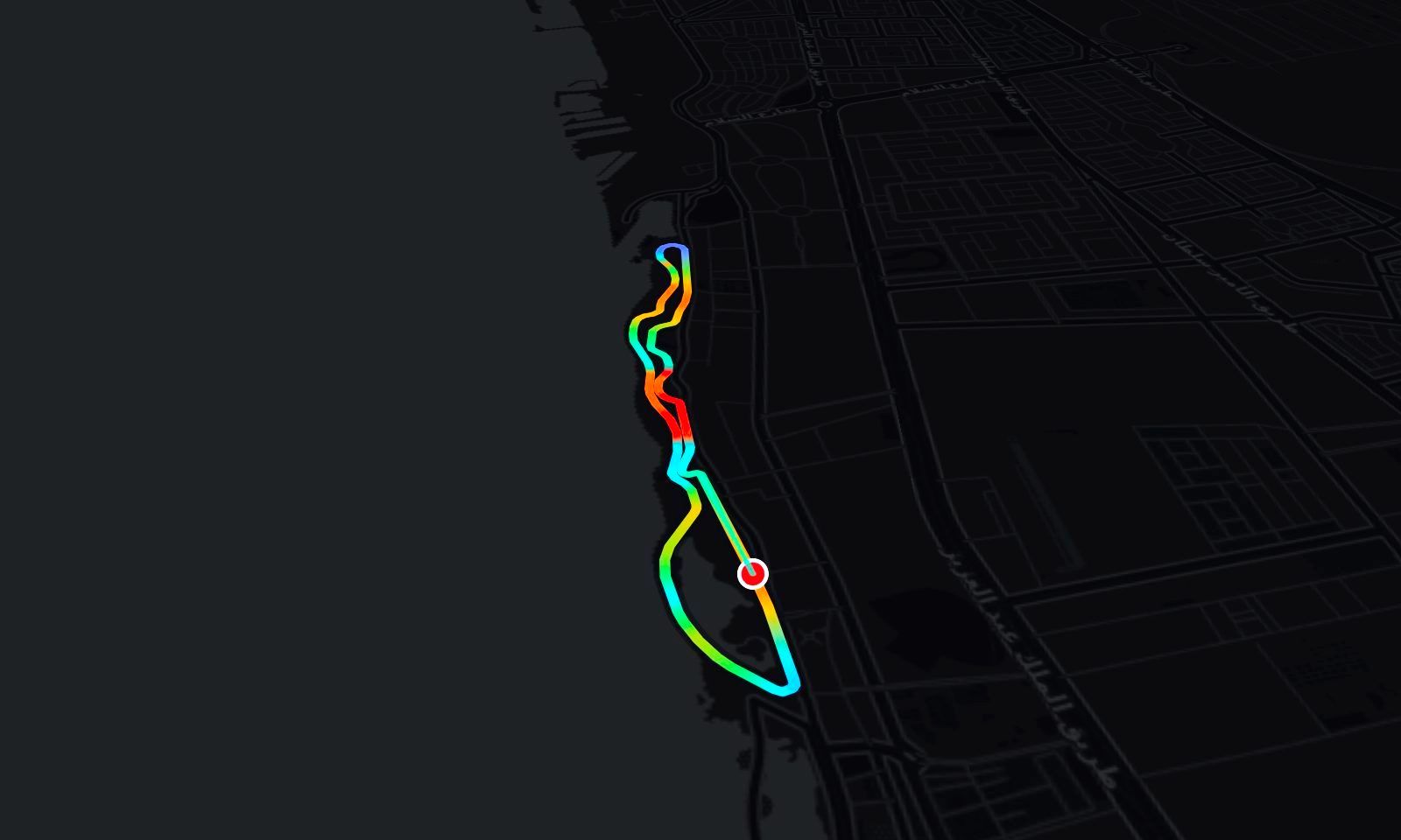 Jeddah circuit in 3D, painted by speed