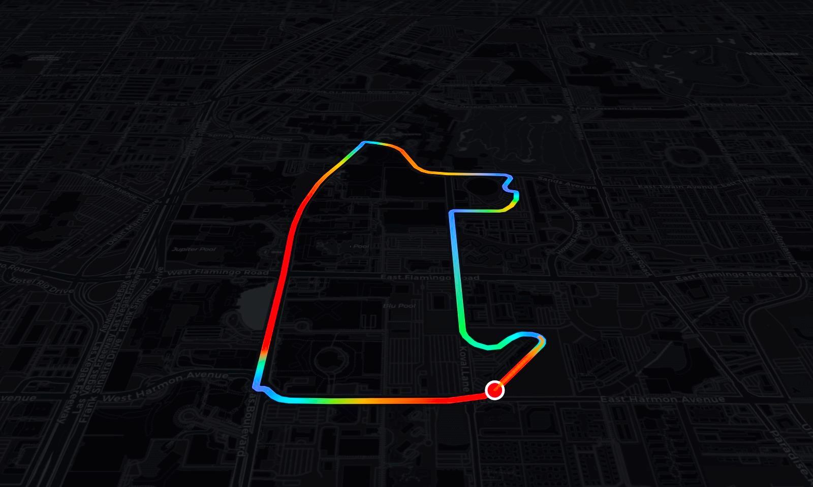 Las Vegas circuit in 3D, painted by speed