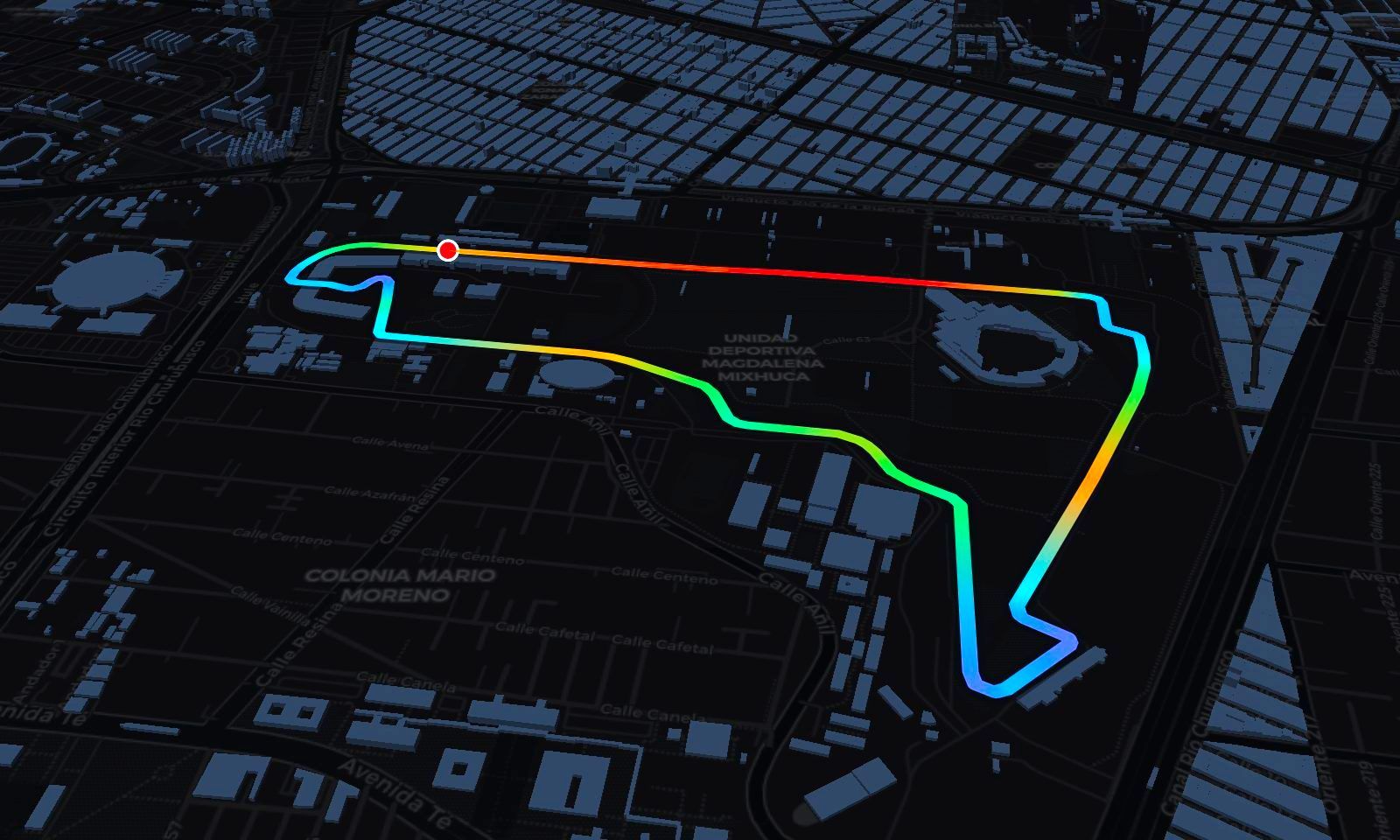 Mexico City circuit in 3D, painted by speed