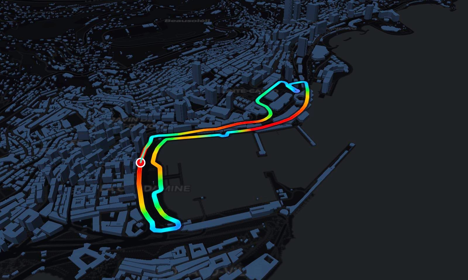 Monaco circuit in 3D, painted by speed