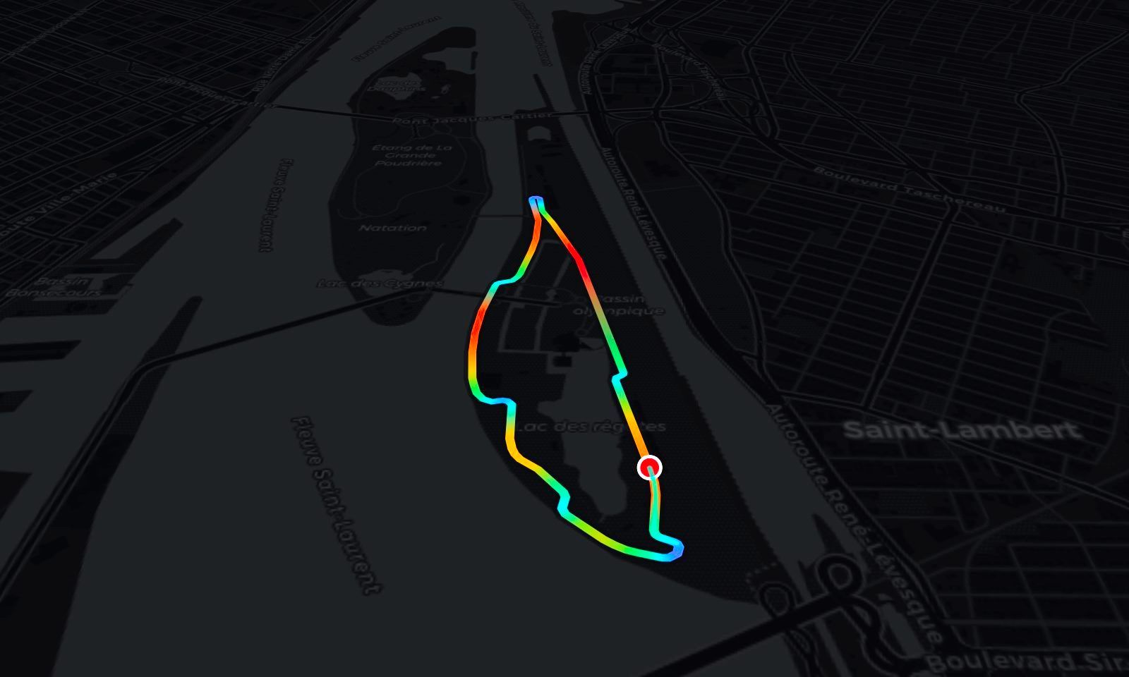 Montréal circuit in 3D, painted by speed