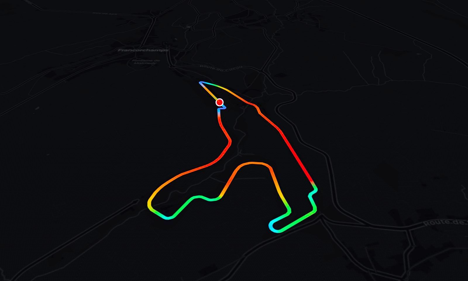 Spa-Francorchamps circuit in 3D, painted by speed